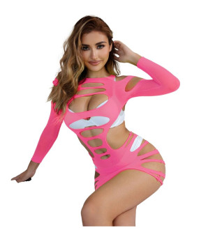 SUBBLIME - 952273 ROBE RÉSILLE ÉLASTIQUE MANCHES LONGUES ROSE TAILLE UNIQUE