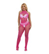 SUBBLIME - 952389 BODYSTOCKING RÉSILLE ET DENTELLE SANS FOURRURE AVEC COL MONTANT ROSE TAILLE UNIQUE