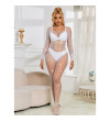 SUBBLIME - 952396 BODYSTOCKING RESILLE AVEC LOSANGES MANCHES LONGUES BLANC TAILLE UNIQUE