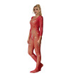 SUBBLIME - 952419 BODYSTOCKING RESILLE AVEC LOSANGES MANCHES LONGUES ROUGE TAILLE UNIQUE