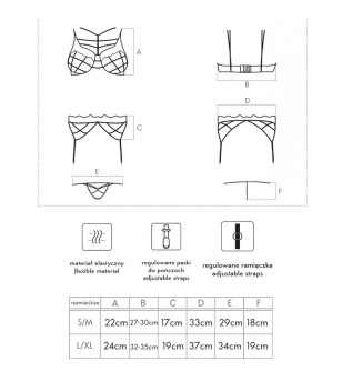 LIVCO CORSETTI FASHION - SOLEDAD LC 20217 SOUTIEN-GORGE + CULOTTE + JARRETIÈRE L/XL