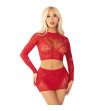 LEG AVENUE - JUPE COURTE ET MINI-JUPE EN FILET BRILLANT ROUGE