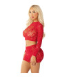 LEG AVENUE - JUPE COURTE ET MINI-JUPE EN FILET BRILLANT ROUGE