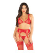 LEG AVENUE - SOUTIEN-GORGE + STRING + BAS ROUGE TAILLE UNIQUE