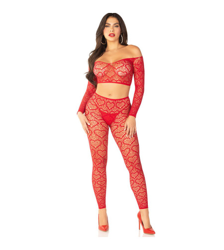 LEG AVENUE - CROP TOP + BAS ROUGE TAILLE UNIQUE