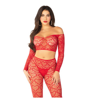 LEG AVENUE - CROP TOP + BAS ROUGE TAILLE UNIQUE