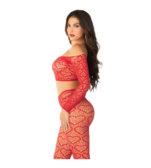 LEG AVENUE - CROP TOP + BAS ROUGE TAILLE UNIQUE