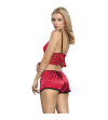 SUBBLIME - 953898 CHEMISIER DE NUIT EN SOIE ET DENTELLE + CULOTTE ROUGE S/M