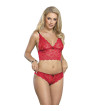SUBBLIME - 953898 CHEMISIER DE NUIT EN SOIE ET DENTELLE + CULOTTE ROUGE S/M