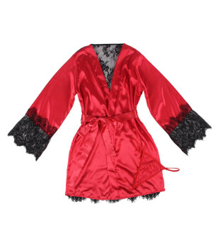 SUBBLIME - 954024 CARACO DOS TRANSPARENT EN DENTELLE + STRING ROUGE/NOIR L/XL