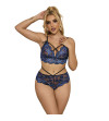 SUBBLIME - 954062 SOUTIEN-GORGE + CULOTTE DENTELLE BLEU S/M