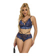 SUBBLIME - 954062 SOUTIEN-GORGE + CULOTTE DENTELLE BLEU S/M