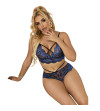 SUBBLIME - 954079 SOUTIEN-GORGE + CULOTTE DENTELLE BLEU L/XL