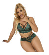 SUBBLIME - 954093 SOUTIEN-GORGE + CULOTTE DENTELLE VERT L/XL