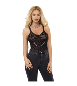 SUBBLIME - 9542277 BODY AVEC CHAÎNES + PORTE-JARRETELLES NOIR L/XL