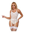SUBBLIME - 954284 BODY AVEC CHAÎNES + PORTE-JARRETELLES BLANC S/M