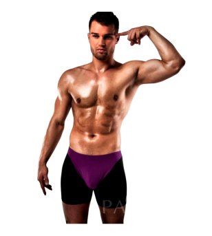 PASSION - BOXER 009 LINGERIE EROTIQUE LILAS/NOIR S/M