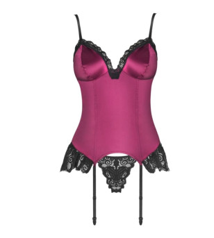 LIVCO CORSETTI FASHION - AGRAFENA CF 90436 CORSET + STRING BORDEAUX L/XL