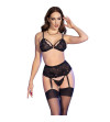 CHILIROSE - CR 4728 ENSEMBLE SOUTIEN-GORGE + STRING + BAS NOIR L
