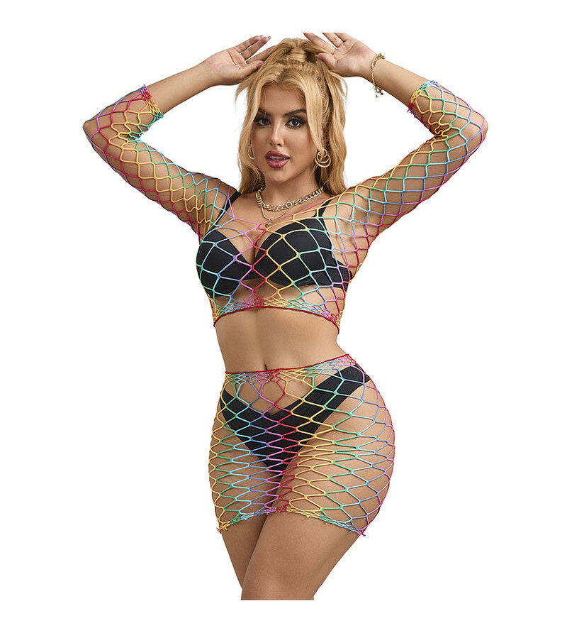 SUBBLIME - 952440 ENSEMBLE 2 PIÈCES RÉSEILLE MANCHES LONGUES ARC-EN-CIEL TAILLE UNIQUE