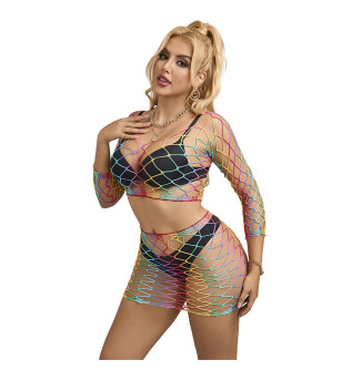 SUBBLIME - 952440 ENSEMBLE 2 PIÈCES RÉSEILLE MANCHES LONGUES ARC-EN-CIEL TAILLE UNIQUE