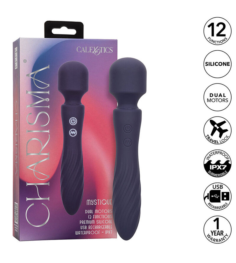 CALEXOTICS - CHARISMA MYSTIQUE MASSEUR DOUBLE MOTEURS 12 FONCTIONS 20,5 CM X 4,5 CM VIOLET