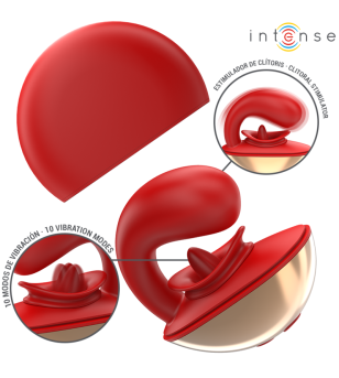 INTENSE - VIBRATEUR  STIMULATEUR MARIAH EN FORME DE U 10 VIBRATIONS ROUGE