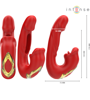 INTENSE - NATHY DOUBLE VIBRATEUR AVEC BOUCHE STIMULANTE MULTIFONCTION ROUGE
