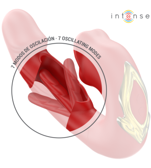 INTENSE - NATHY DOUBLE VIBRATEUR AVEC BOUCHE STIMULANTE MULTIFONCTION ROUGE