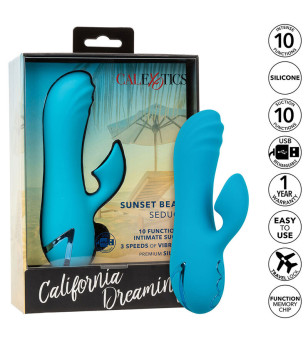 CALEXOTICS - SUNSET BEACH SEDUCER VIBRATEUR  STIMULATEUR 10 FONCTIONS BLEU