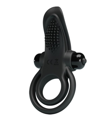 PRETTY LOVE - DOUBLE ANNEAU VIBRANT + STIMULATEUR DE CLITORIS 10 VIBRATIONS NOIR