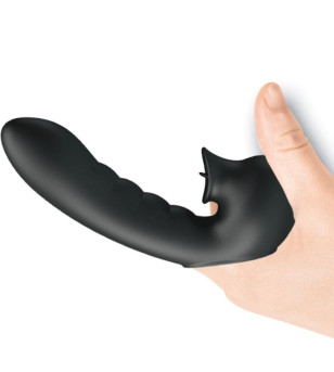 PRETTY LOVE - HOBGOBLIN BOÎTE À DOIGTS VIBRANTS 12 VIBRATIONS + STIMULATEUR DE CLITORIS NOIR