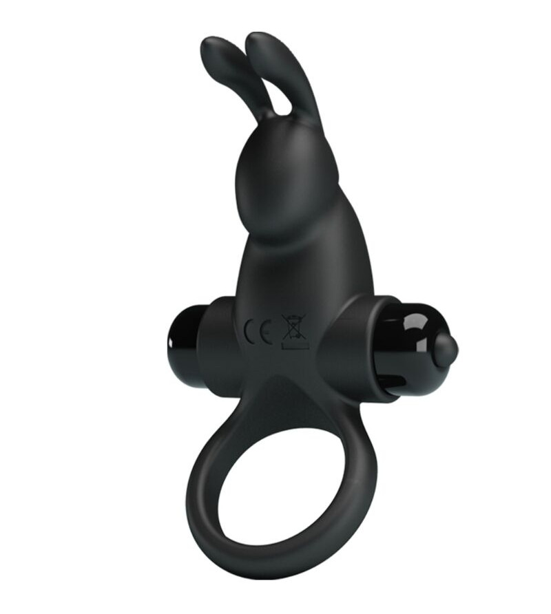 PRETTY LOVE - ANNEAU VIBRANT + STIMULATEUR DE CLITORIS RABBIT 10 VIBRATIONS NOIR