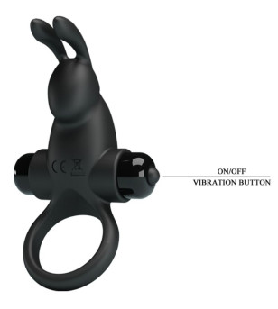 PRETTY LOVE - ANNEAU VIBRANT + STIMULATEUR DE CLITORIS RABBIT 10 VIBRATIONS NOIR