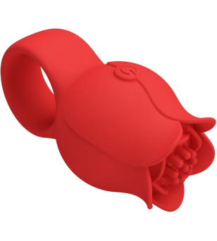 PRETTY LOVE - VIBRATEUR DE DOIGT EN FORME DE JAE ROSE 10 VIBRATIONS ROUGE