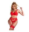 SUBBLIME - 955267 ENSEMBLE SOUTIEN-GORGE BONDAGE ROUGE AVEC JARRETELLE L/XL