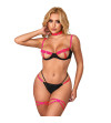 SUBBLIME - 955304 ENSEMBLE SOUTIEN-GORGE AVEC COLLIER ET DÉTAILS DE JAMBES ROSE FLUORESCENT L/XL