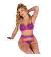 SUBBLIME - 955359 ENSEMBLE SOUTIEN-GORGE AVEC DENTELLE ET LIENS JARRETELLES ROSE ET VIOLET S/M
