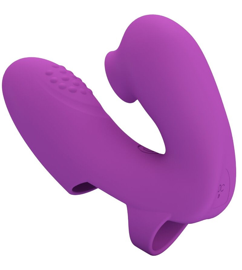 PRETTY LOVE - VIBRATEUR DE DOIGTS ATHENA AVEC STIMULATEUR DE CLITORIS VIOLET