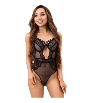LIVCO CORSETTI FASHION - BODY PAULA LC 20209 AVEC DÉCORATIONS EN DENTELLE NOIR L/XL