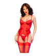 CHILIROSE - CR 4845 CORSET ET BAS ROUGE XL