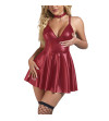 SUBBLIME - 955397 ROBE À BRETELLES EN CUIR BORDEAUX S/M