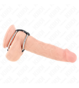 KINK - DOUBLE ANNEAU PÉNIS EN MÉTAL DE 3,8 CM À 5 CM CONNECTÉ AU CUIR