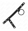 KINK - ANNEAU PÉNIS EN SILICONE 3,8 CM AVEC SÉPARATEUR DE BALLES ET SANGLE EN CUIR 22 X 1,5 CM
