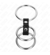 KINK - ANNEAU PÉNIS TRIPLE MÉTAL 3,7 CM À 5 CM CONNECTÉ AU CUIR
