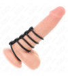 KINK - 5 ANNEAUX PÉNIS EN SILICONE DE 3,8 CM À 4,8 CM CONNECTÉS PAR DU CUIR