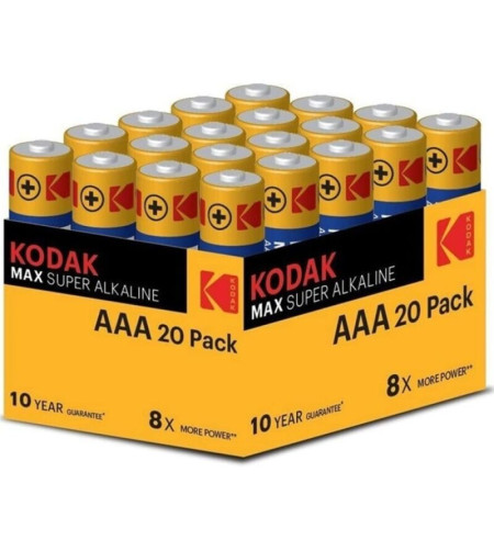 KODAK - PACK DE PILES ALCALINES MAX AAA LR03*20 PILES