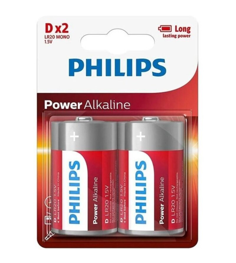 PHILIPS - PILE ALCALINE POWER D LR20 BLISTER*2
