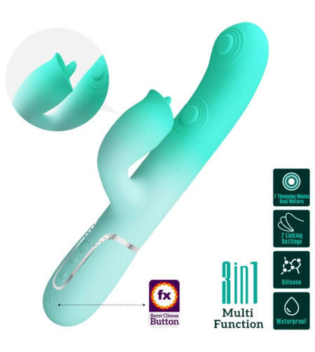PRETTY LOVE - VIBRATEUR LAPIN MULTIFONCTION GIGI VERT AQUA