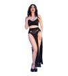 CHILIROSE - CR 4672 JUPE TOP NOIRE ET STRING AVEC CHAÎNES DORÉ XL